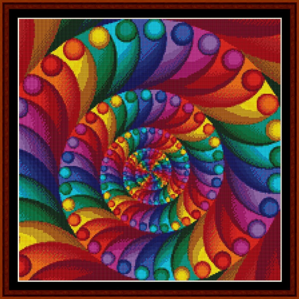 Colorful spiral Counted Cross Stitch Pattern by Cross Stitch Collectibles with various colors