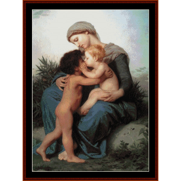 Counted Cross Stitch Pattern by Cross Stitch Collectibles of a woman holding a child in a natural setting