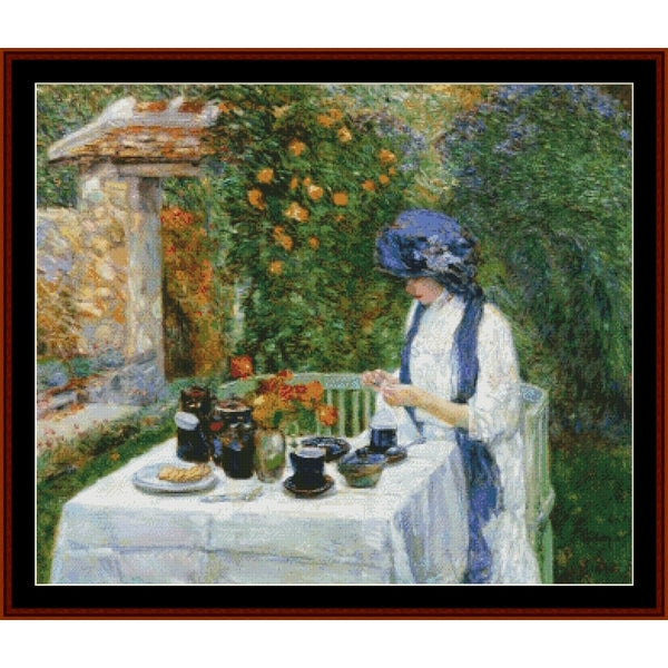 Counted Cross Stitch Pattern: French Tea Garden by Frederick Childe-Hassam - Cross Stitch Collectibles