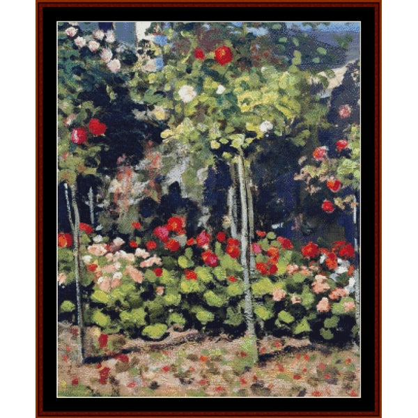 Counted Cross Stitch Pattern by Cross Stitch Collectibles of a garden with flowers and trees