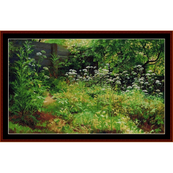 Counted Cross Stitch Pattern by Cross Stitch Collectibles of a garden scene with flowers