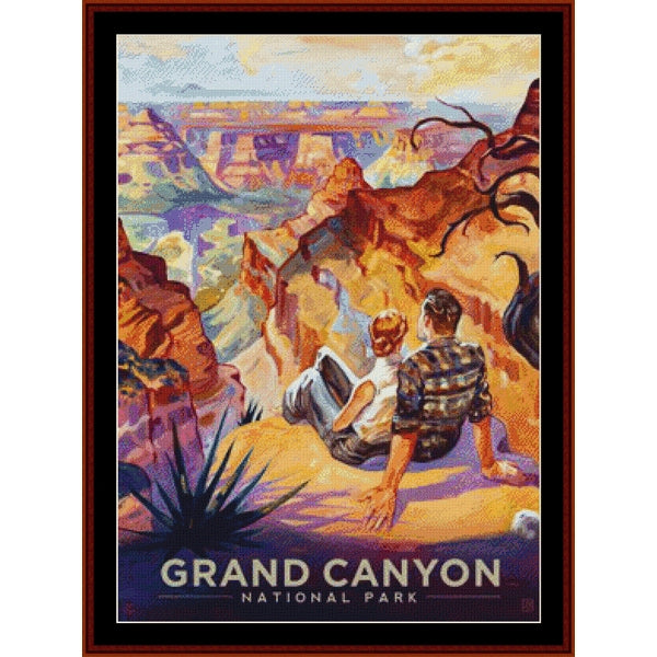 Counted Cross Stitch Pattern by Cross Stitch Collectibles of Grand Canyon National Park with two people sitting