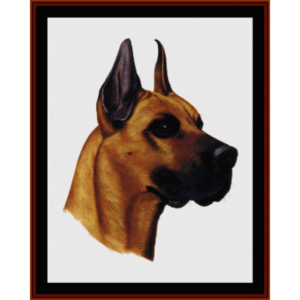 Counted Cross Stitch Pattern by Cross Stitch Collectibles of a dog's head on a white background