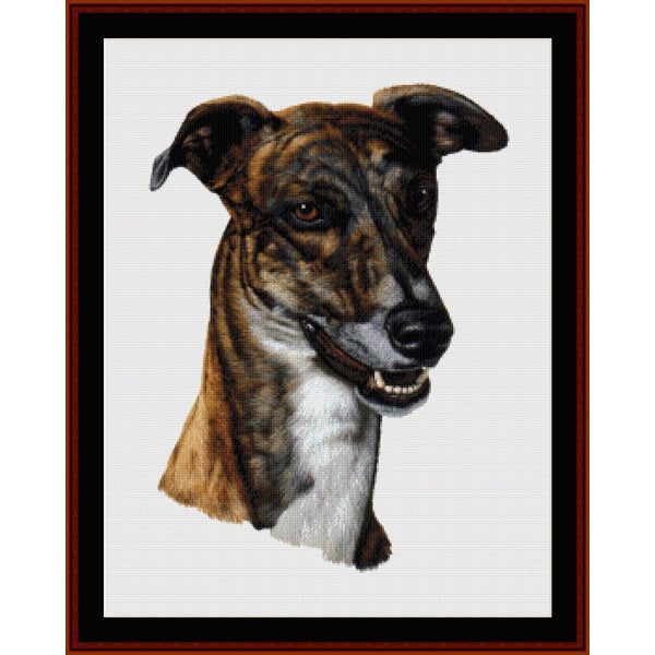 Counted Cross Stitch Pattern by Cross Stitch Collectibles of a dog's head on a white background