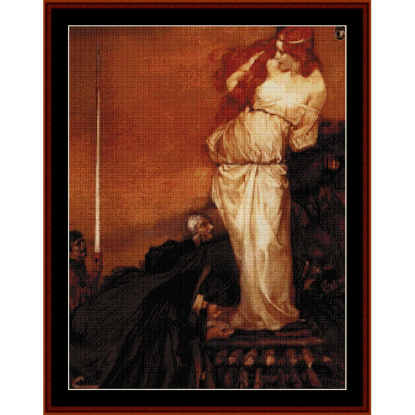 Counted Cross Stitch Pattern by Cross Stitch Collectibles of a classical painting with a woman in a white dress and a man in dark clothing.