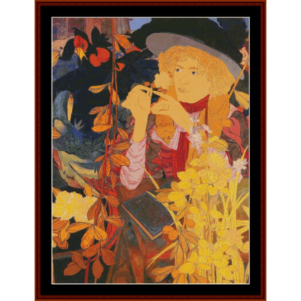 Counted Cross Stitch Pattern – La Botaniste by Georges De Feures - Cross Stitch Collectibles
