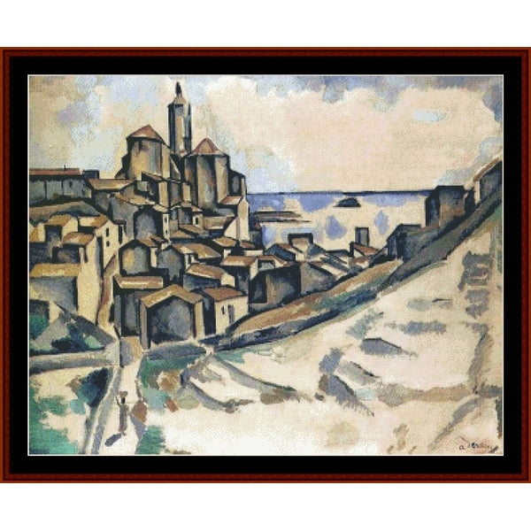 Counted Cross Stitch Pattern: Landscape at Cadaques by Andre Derain - Cross Stitch Collectibles