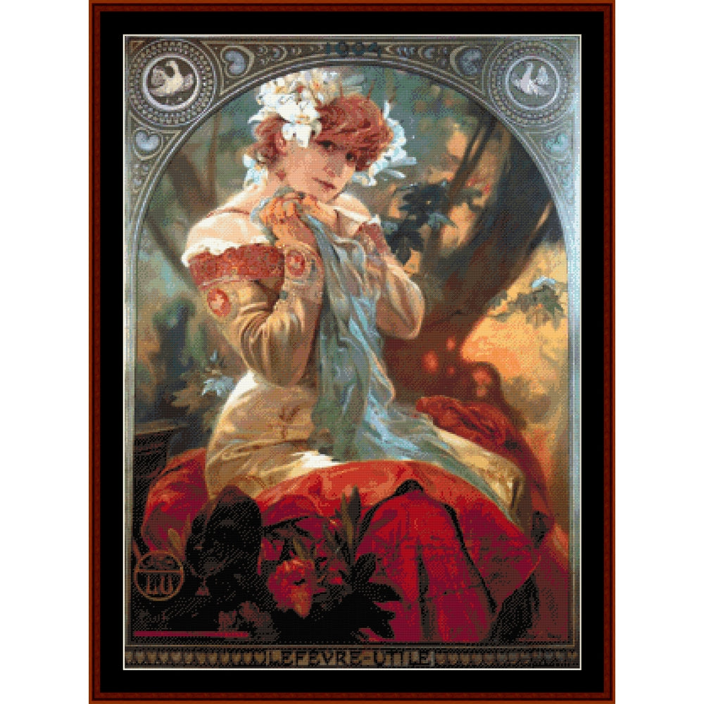 Counted Cross Stitch Pattern: Lefevre Utile 1903 by Alphonse Mucha – Cross Stitch Collectibles