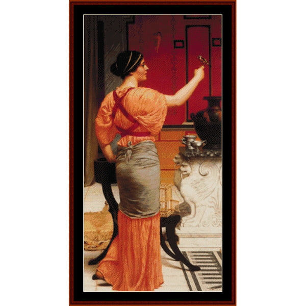 Counted Cross Stitch Pattern: Lesbia with Her Sparrow by J.W. Godward – Cross Stitch Collectibles