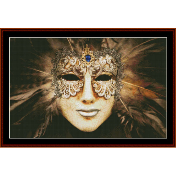 Counted Cross Stitch Pattern: Luxurious Silver Mask, Fantasy – Cross Stitch Collectibles