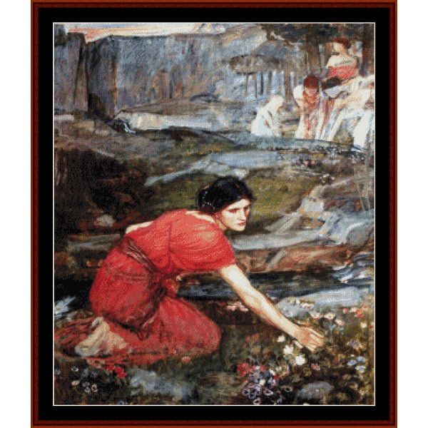Counted Cross Stitch Pattern: Maidens Picking Flowers by J.W. Waterhouse – Cross Stitch Collectibles