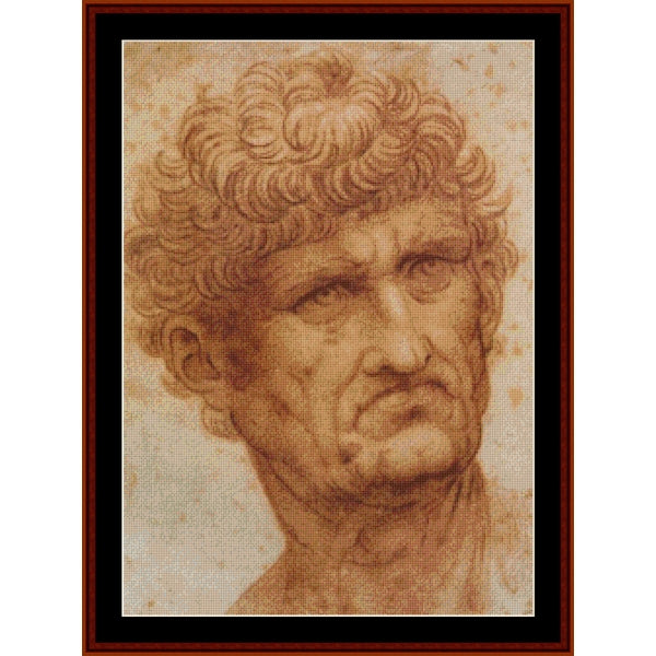 Counted Cross Stitch Pattern: Male Head by Leonardo da Vinci – Cross Stitch Collectibles