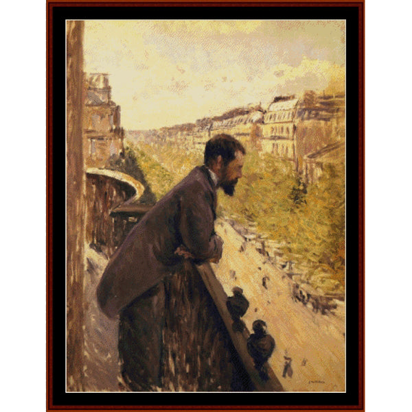 Counted Cross Stitch Pattern: Man on Balcony II by Gustave Caillebotte – Cross Stitch Collectibles