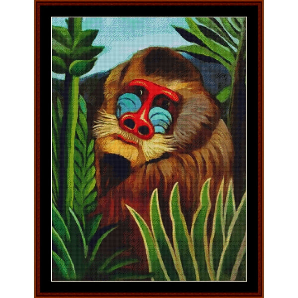 Counted Cross Stitch Pattern: Mandril in the Jungle by Henri Rousseau - Cross Stitch Collectibles