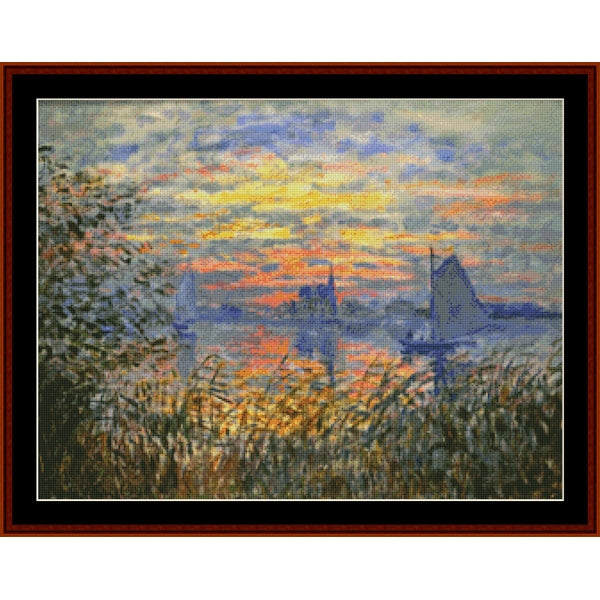 Counted Cross Stitch Pattern: Marine View at Sunset by Claude Monet - Cross Stitch Collectibles