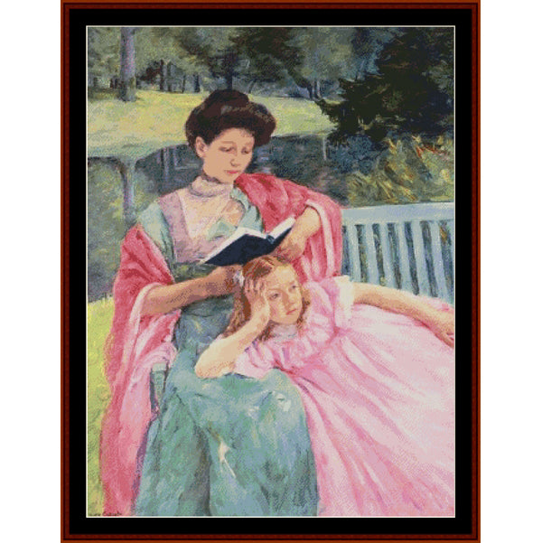 Counted Cross Stitch Pattern: Mary Auguste Reading by Mary Cassatt - Cross Stitch Collectibles