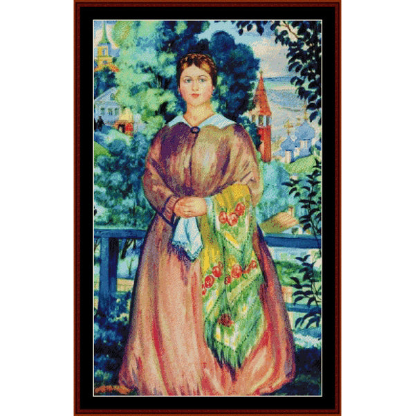 Counted Cross Stitch Pattern: Merchant's Wife, 1919 by Boris Kustodiev - Cross Stitch Collectibles