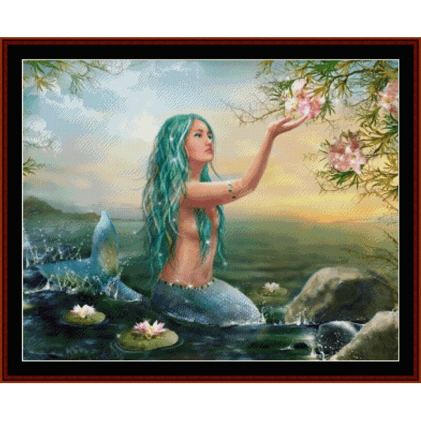 Counted Cross Stitch Pattern: Mermaid in the Sunset, Fantasy - Cross Stitch Collectibles