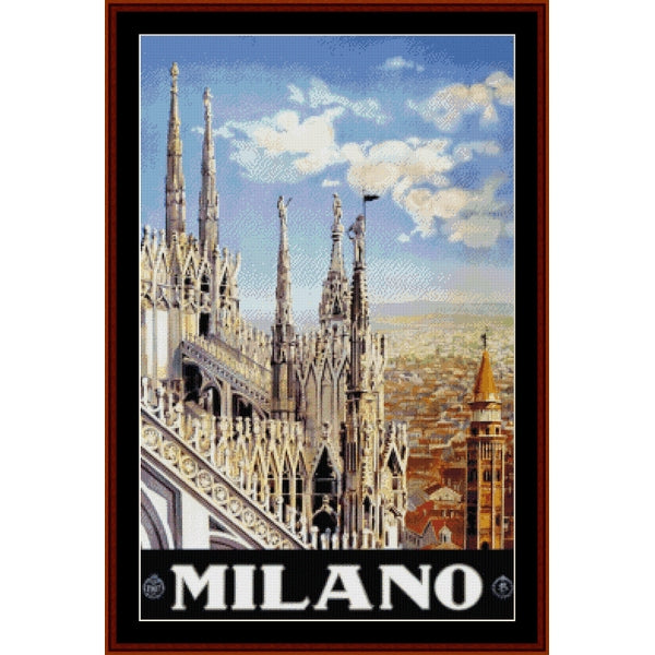Counted Cross Stitch Pattern: Milano, Vintage Poster - Cross Stitch Collectibles