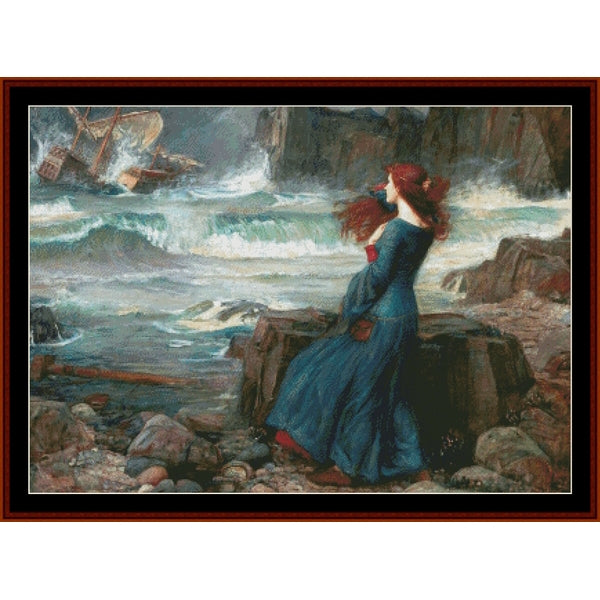 Counted Cross Stitch Pattern: Miranda, the Tempest by J.W. Waterhouse - Cross Stitch Collectibles