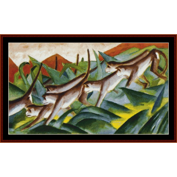 Counted Cross Stitch Pattern: Monkey Frieze by Franz Marc - Cross Stitch Collectibles