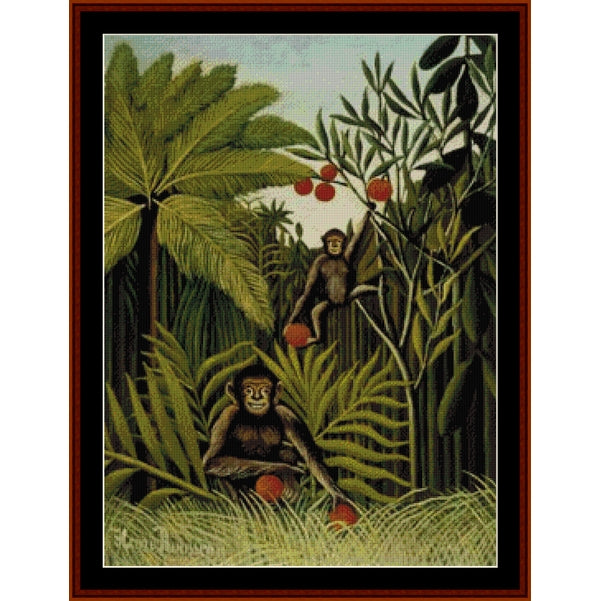 Counted Cross Stitch Pattern: Monkeys in the Jungle by Henri Rousseau - Cross Stitch Collectibles