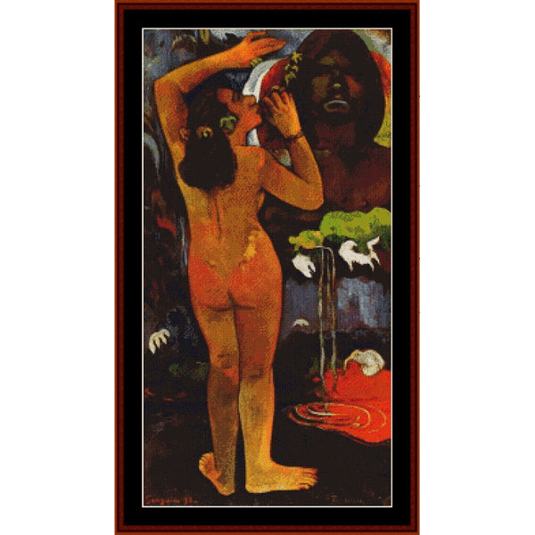 Counted Cross Stitch Pattern: Moon Goddess Te Fatu by Paul Gauguin - Cross Stitch Collectibles