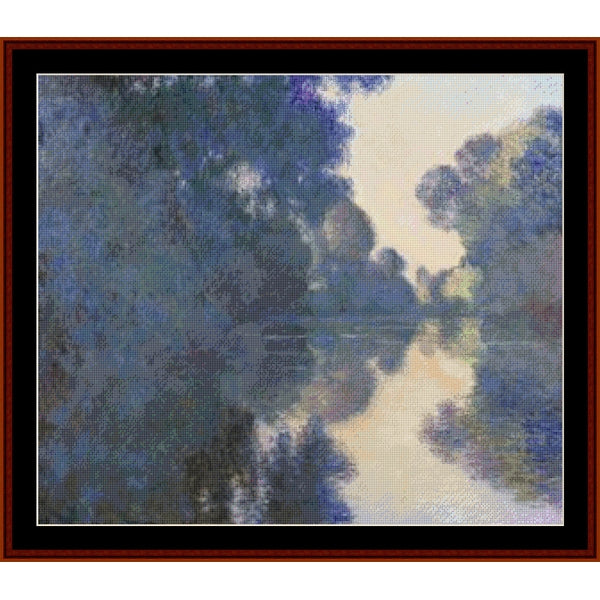 Counted Cross Stitch Pattern: Morning on the Seine III by Claude Monet - Cross Stitch Collectibles