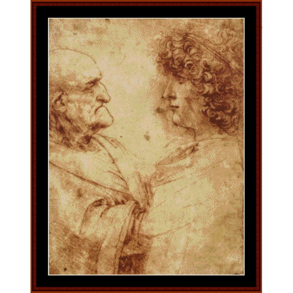 Counted Cross Stitch Pattern: Old Man and a Youth by Leonardo da Vinci - Cross Stitch Collectibles