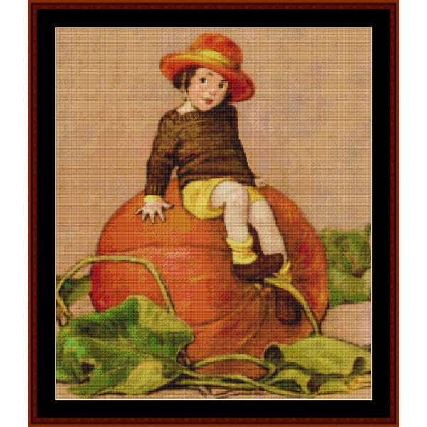 Counted Cross Stitch Pattern: On His Pumpkin by Jesse Willcox Smith - Cross Stitch Collectibles