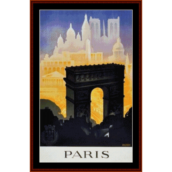 Counted Cross Stitch Pattern: Paris II, Vintage Poster - Cross Stitch Collectibles
