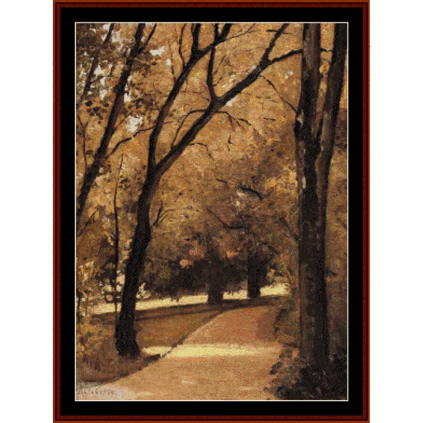 Counted Cross Stitch Pattern: Path Through Old Growth Woods by Gustave Caillebotte - Cross Stitch Collectibles