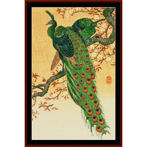 Counted Cross Stitch Pattern: Peacock and Peahen, Asian Art - Cross Stitch Collectibles