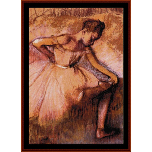 Counted Cross Stitch Pattern: Pink Dancer by Edgar Degas - Cross Stitch Collectibles