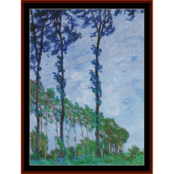 Counted Cross Stitch Pattern: Poplars, Wind Effect by Claude Monet - Cross Stitch Collectibles