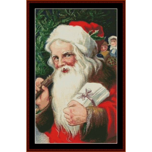 Counted Cross Stitch Pattern – Santa with Gifts, Holiday - Cross Stitch Collectibles