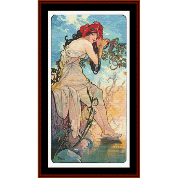 Counted Cross Stitch Pattern – Seasons, 1896, Summer by Alphonse Mucha - Cross Stitch Collectibles