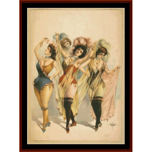 Counted Cross Stitch Pattern – Showgirls with Veils, Vintage Art - Cross Stitch Collectibles