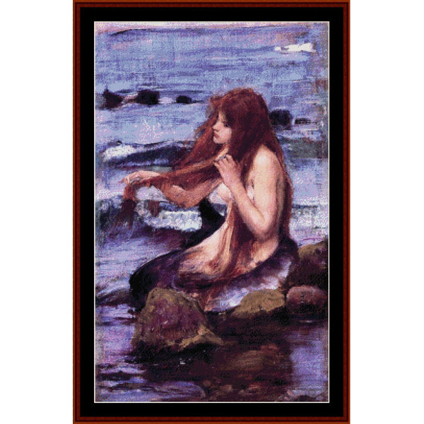 Counted Cross Stitch Pattern – Sketch for a Mermaid by J.W. Waterhouse - Cross Stitch Collectibles