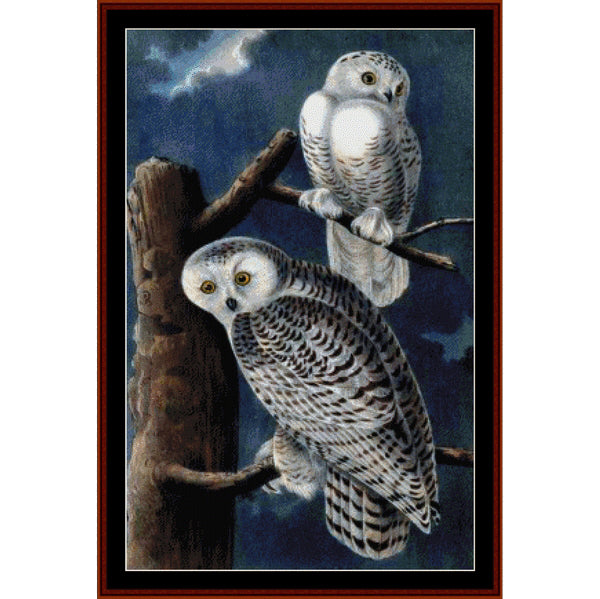 Counted Cross Stitch Pattern – Snowy Owls II - Cross Stitch Collectibles