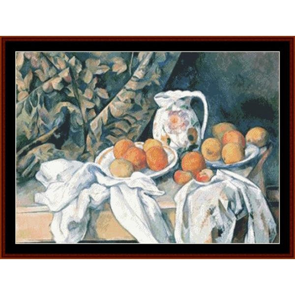 Counted Cross Stitch Pattern – Still Life with Drapery by Paul Cezanne - Cross Stitch Collectibles