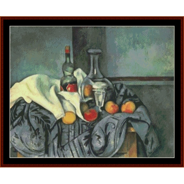 Counted Cross Stitch Pattern – Still Life with Peppermint Bottle by Paul Cezanne - Cross Stitch Collectibles