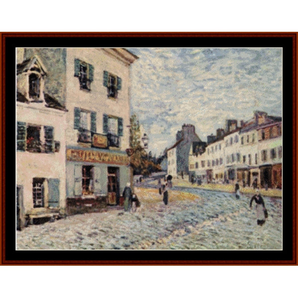 Counted Cross Stitch Pattern – Street in Marly by Alfred Sisley - Cross Stitch Collectibles