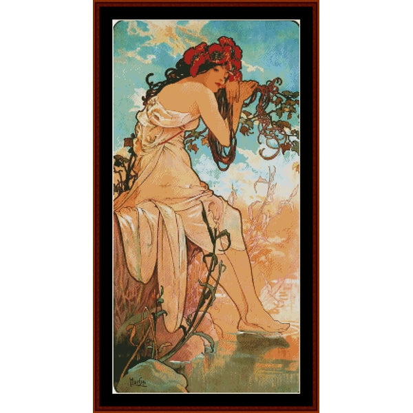 Counted Cross Stitch Pattern – Summer, 1896 by Alphonse Mucha - Cross Stitch Collectibles