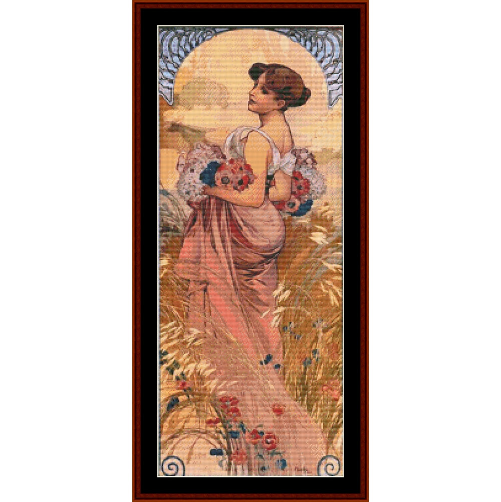 Counted Cross Stitch Pattern – Summer, 1903 by Alphonse Mucha - Cross Stitch Collectibles