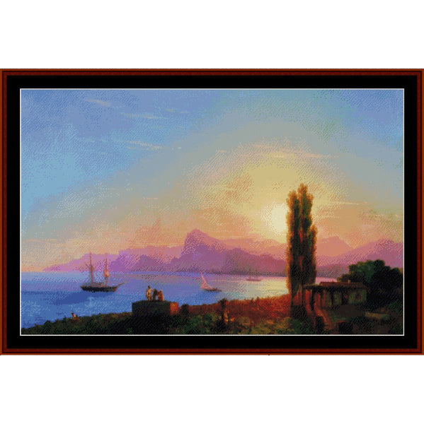 Counted Cross Stitch Pattern – Sunset at Sea, 1856 by Ivan Aivazovsky - Cross Stitch Collectibles