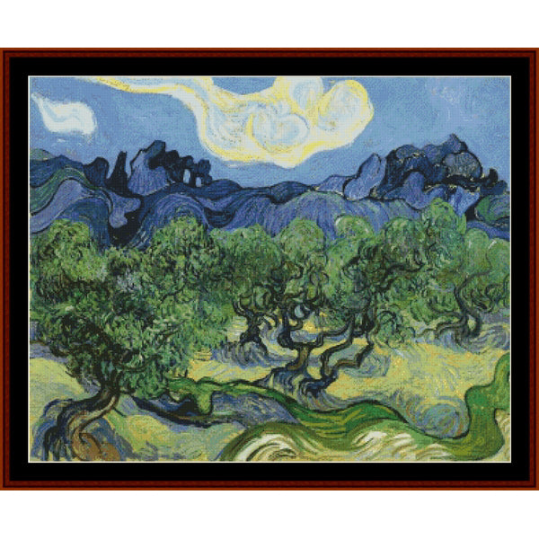 Counted Cross Stitch Pattern – The Apilles with Olive Trees by Vincent Van Gogh - Cross Stitch Collectibles