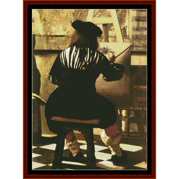 Counted Cross Stitch Pattern – The Art of Painting, Detail by Johannes Vermeer - Cross Stitch Collectibles