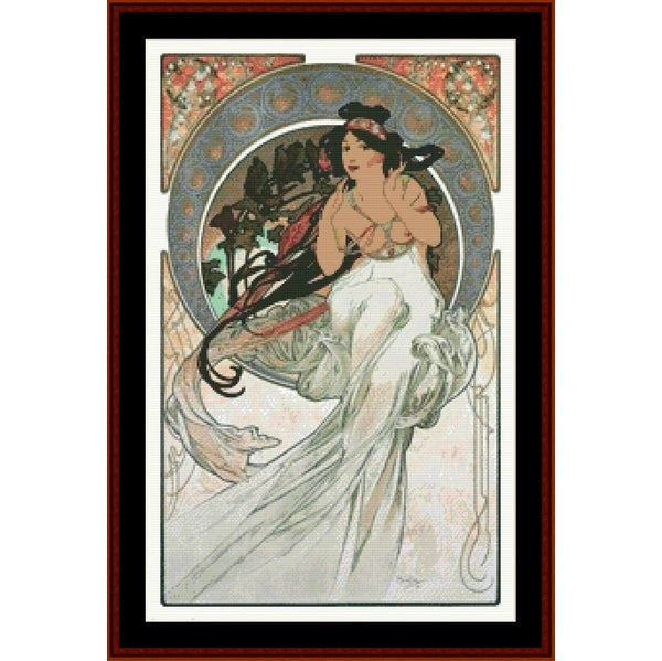 Counted Cross Stitch Pattern – The Arts, Music by Alphonse Mucha - Cross Stitch Collectibles