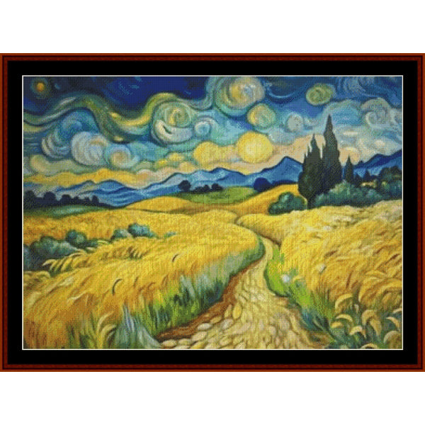 Counted Cross Stitch Pattern – Wheat Field by Vincent Van Gogh - Cross Stitch Collectibles